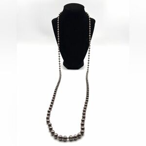 Gunmetal Beaded Chain Necklace | Extra Long Layering Strand